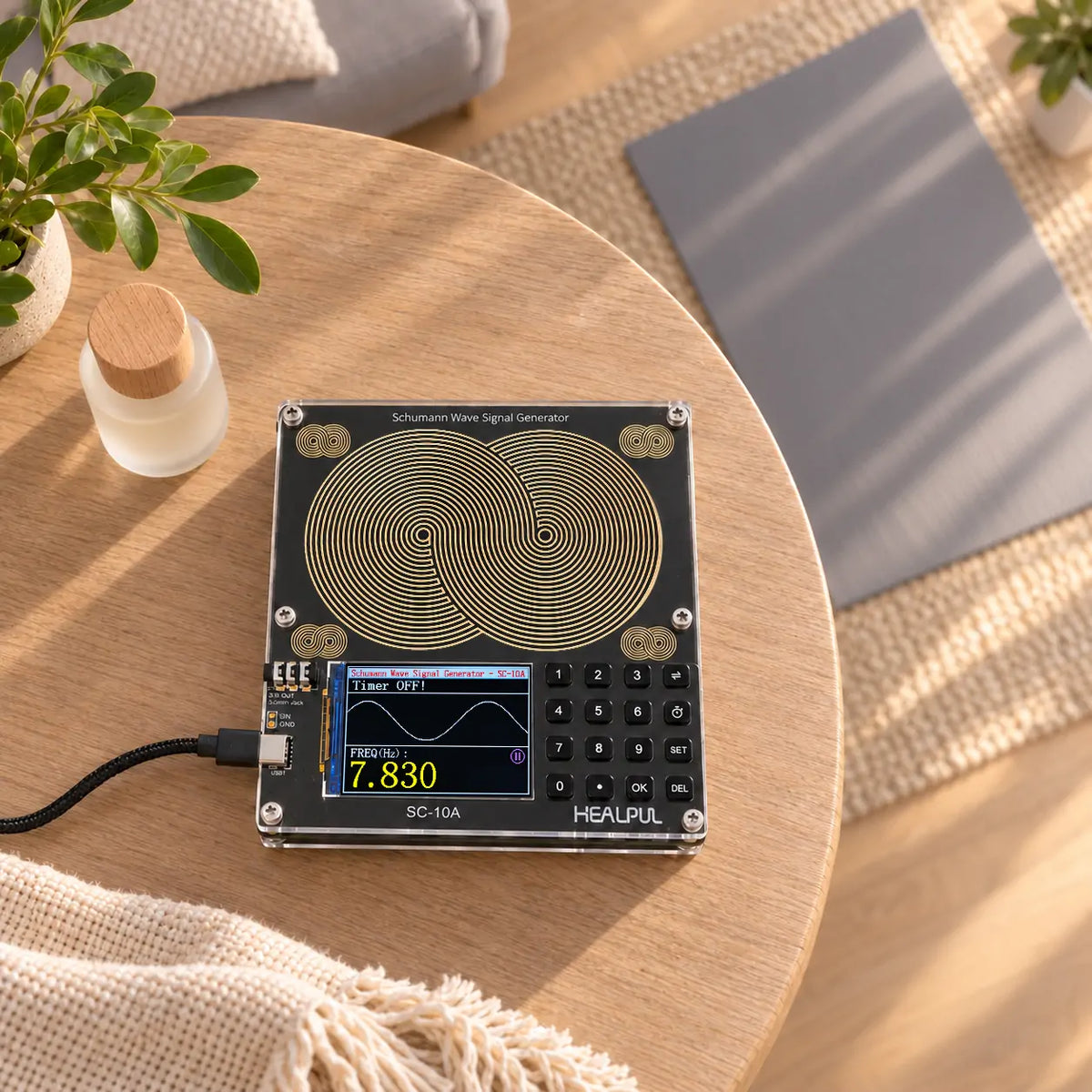 HealPul SC-10A Schumann Resonance Frequency Generator | 0.01Hz-200kHz Adjustable | Programmable Timer | USB Powered for Sleep, Meditation & Work Focus